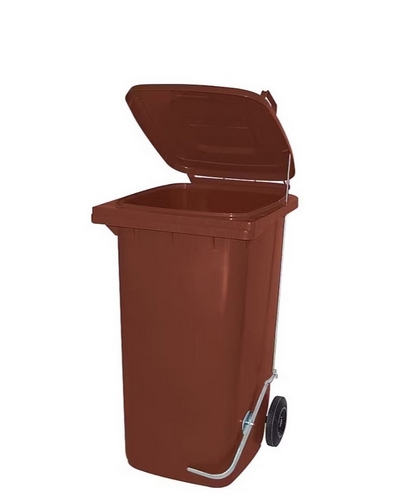 Contentor Lixo Castanho c/Pedal c/Tampa 120L
